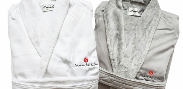 Sundara Signature Plush White and Gray Robes