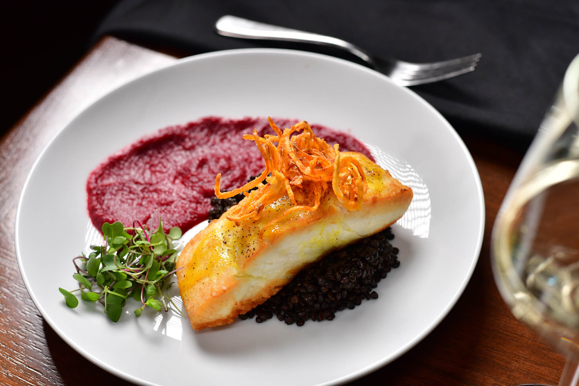 Wild Caught Alaskan Halibut on dinner menu