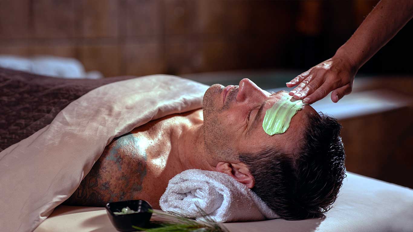 Male receiving a Facial treatment