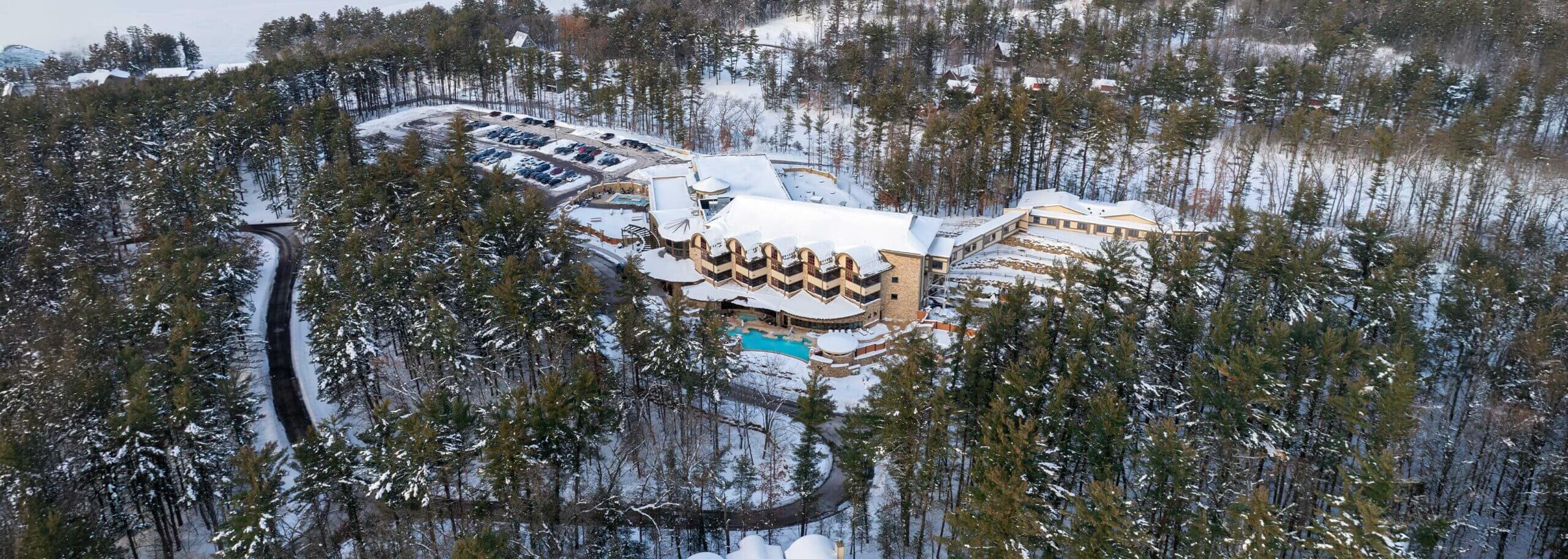 Snowy areial shot of Sundara